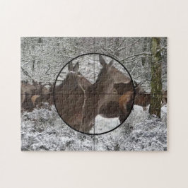 Jagd Kuh Elch Scope Blick Winter Rut Wald Jigsa Puzzle