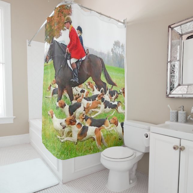 Jagd mit Hunden Duschvorhang (Beispiel)