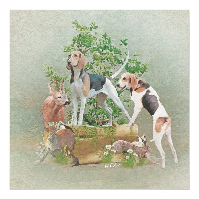 Jagd mit Hunden Fotodruck (Vorne)