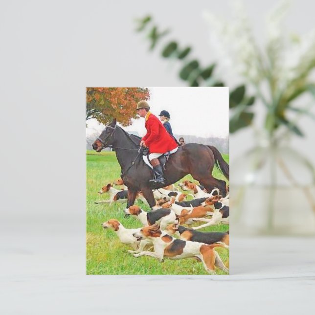 Jagd mit Hunden Postkarte (Stehend Vorderseite)