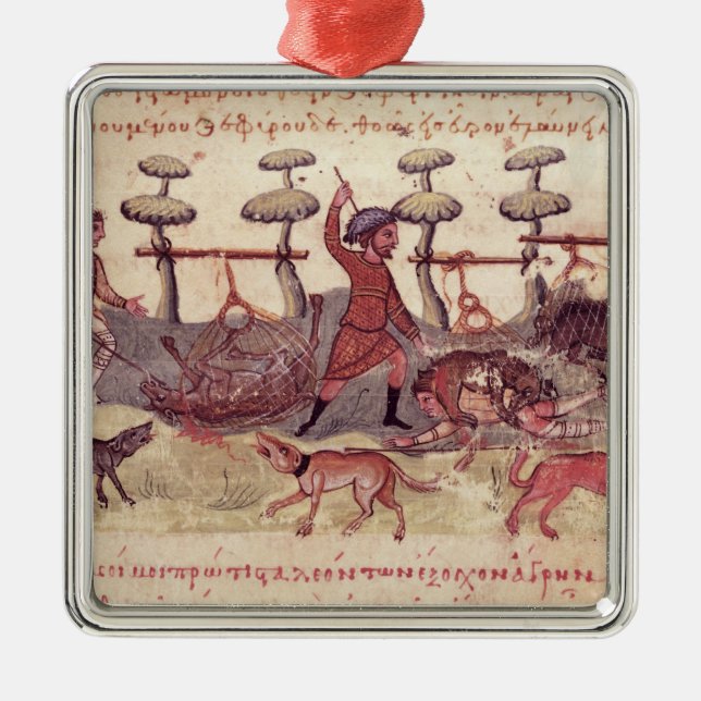 Jagd mit Netzen Ornament Aus Metall (Vorne)