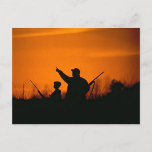 Jagd mit Vater Postkarte