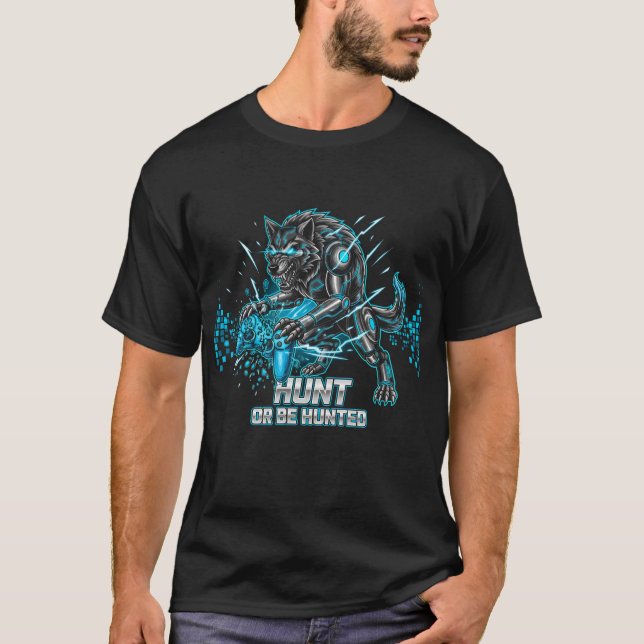 Jagd oder Jagd auf Roboter-Wolf-Gaming-Shirt | Coo T-Shirt (Vorderseite)