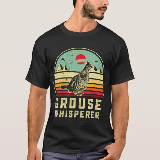 Jagd Ruffed Grouse Bird- Retro Ästhetische Flüster T-Shirt (Vorderseite)