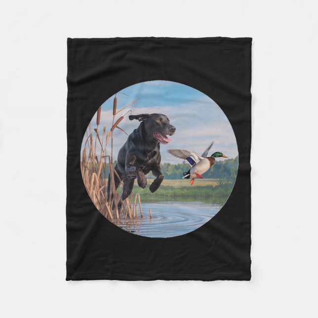 Jagd Schwarzer Labrador Labrador Hunde Jagd Enten. Fleecedecke (Vorderseite)