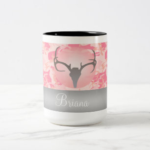 Jagd-Thema-Rotwild-Geweih-Rosa-gesprenkelte Zweifarbige Tasse