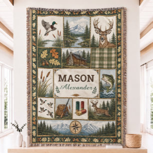 Jagd- und Angel-Quilt, gewebte Decke