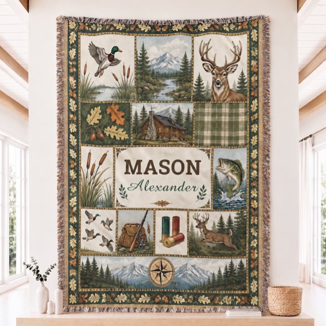 Jagd- und Angel-Quilt, gewebte Decke  (Von Creator hochgeladen)