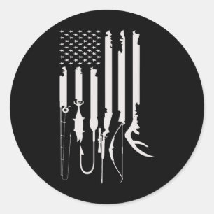 Jagd- und Angelschmuck mit amerikanischer Flagge Runder Aufkleber
