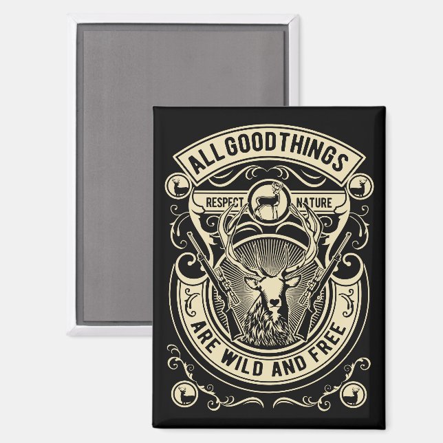 Jagd Vintag Magnet (Vorderseite/Rückseite)