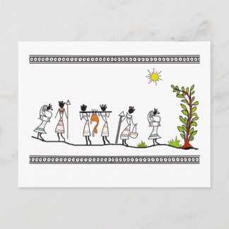 Jagd_völker_saura_Indian_Tribal_Malerei Postkarte