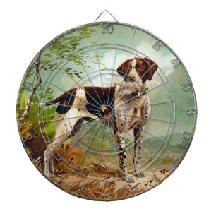 Jagdhund mit Vogel im Maul Dartscheibe