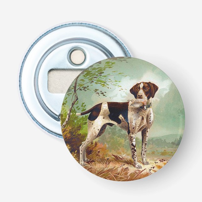 Jagdhund mit Vogel im Maul Flaschenöffner (Vorderseite)
