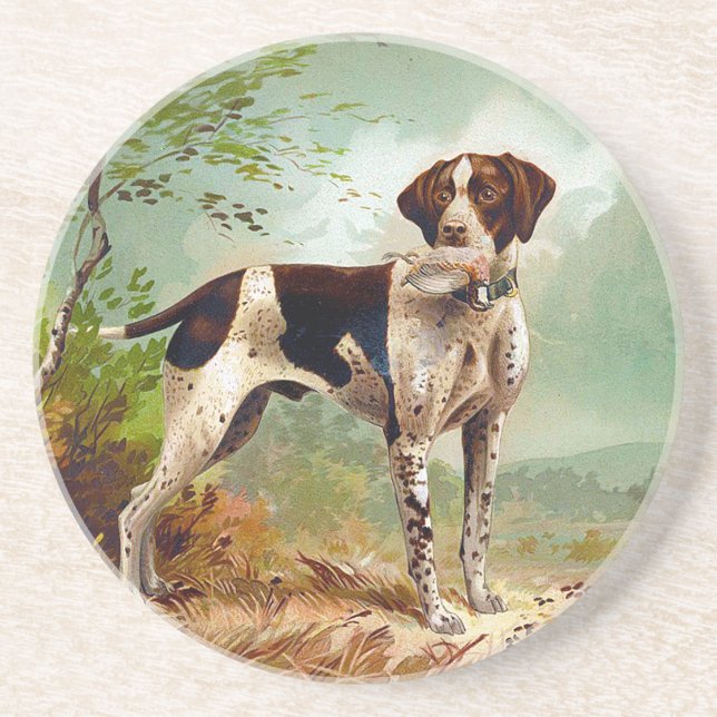 Jagdhund mit Vogel im Maul Getränkeuntersetzer (Vorne)