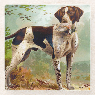 Jagdhund mit Vogel im Maul Glasuntersetzer