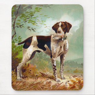 Jagdhund mit Vogel im Maul Mousepad