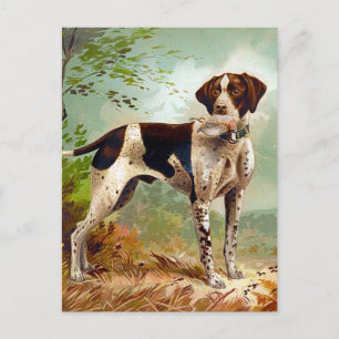 Jagdhund mit Vogel im Maul Postkarte