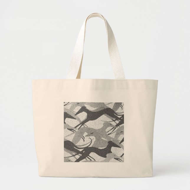 Jagdhund-Schwarzes springen - Grau Jumbo Stoffbeutel (Vorne)