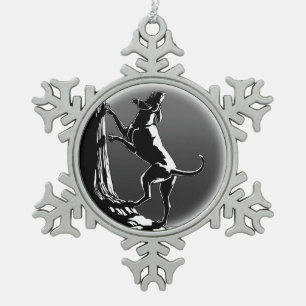 Jagdhund-Verzierungcoonhound-Hundekunst-Dekoration Schneeflocken Zinn-Ornament