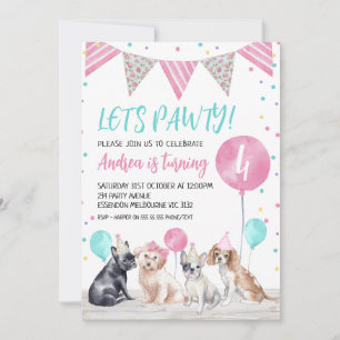 Jagdhunde Fahne Einladung Pawty Birthday