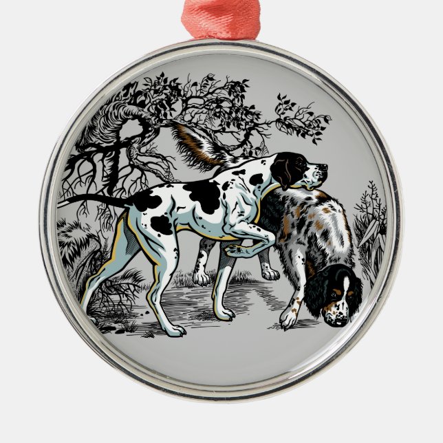 Jagdhunde Ornament Aus Metall (Vorne)