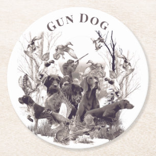 Jagdhunde , Rüden, Jagdsaison Runder Pappuntersetzer