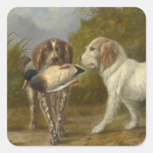Jagdhunde (von Carlo Ademollo) Quadratischer Aufkleber