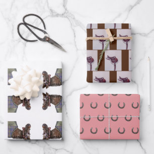 Jagdklubpferd, Tack, Pferdeschuh Geschenkpapier Set