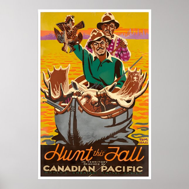 Jagdkunst Kanada Reiseplakat Elchjäger Poster (Vorne)