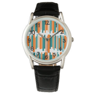 Jagdlinien - Aquamarin und Orange Armbanduhr