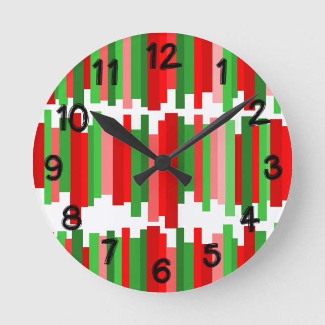 Jagdlinien - Rot und Grün Runde Wanduhr (Vorderseite)