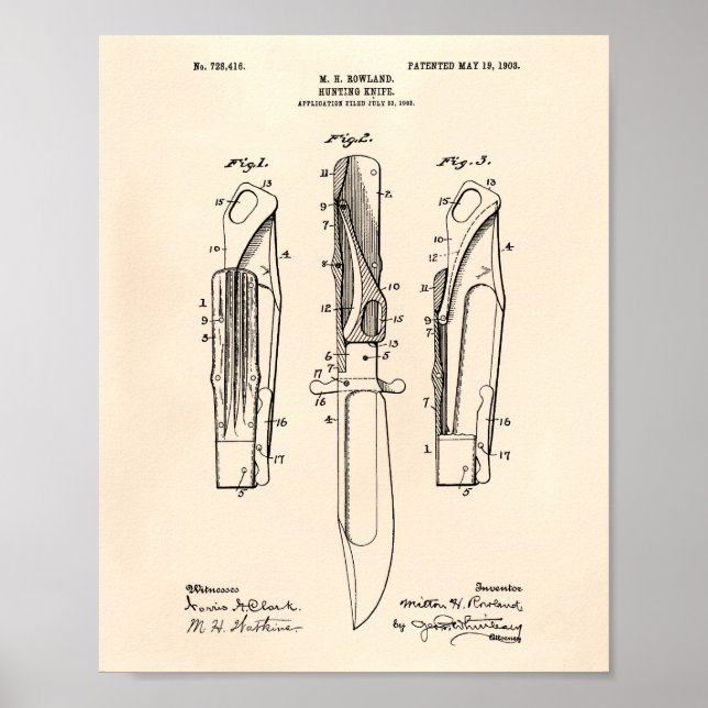 Jagdmesser 1903 Patent Art Old Peper Poster (Vorne)