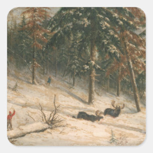 Jagdmoose Quadratischer Aufkleber