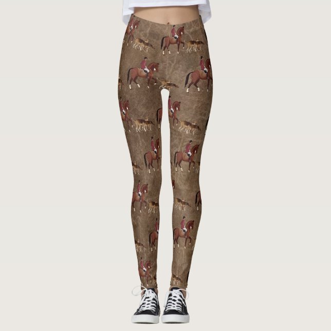 Jagdreiter und Hunde Leggings (Vorderseite)