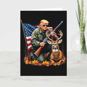 Jagdsaison für Hirsche Vintage Trump USA-Flagge Ca Karte