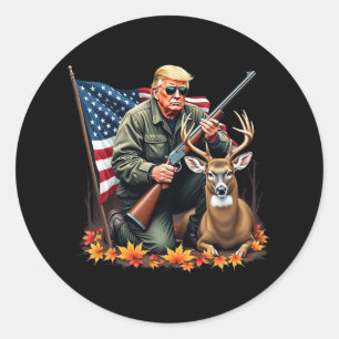 Jagdsaison für Hirsche Vintage Trump USA-Flagge Ca Runder Aufkleber