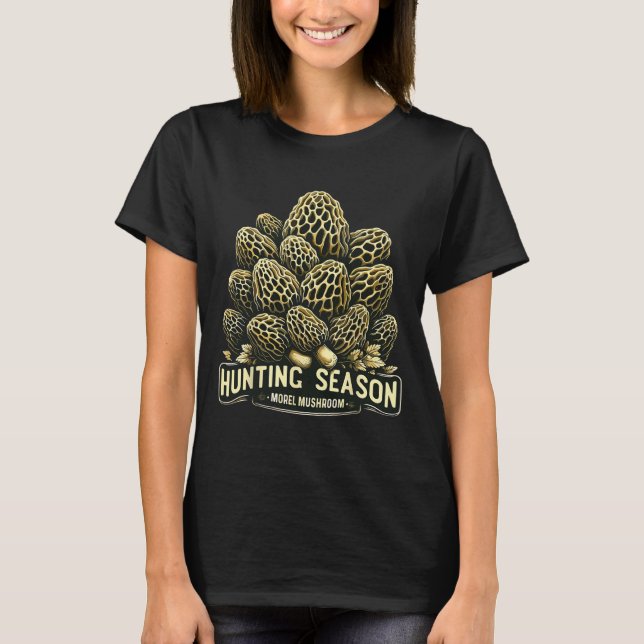 Jagdsaison Morel Mushroom Futter T-Shirt (Vorderseite)