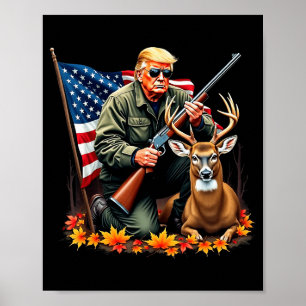 Jagdsaison Vintage Trump USA-Flagge Camouflage Poster