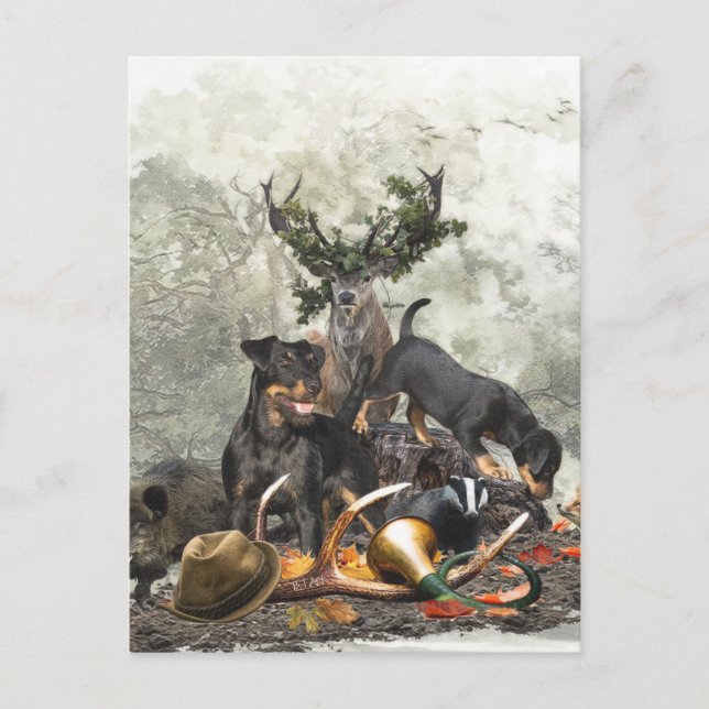 Jagdschrecker, Deutscher Jagdterrier Postkarte (Vorderseite)