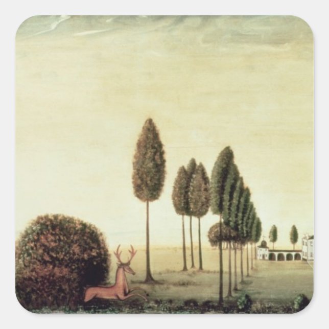 Jagdszene 2 quadratischer aufkleber (Vorderseite)