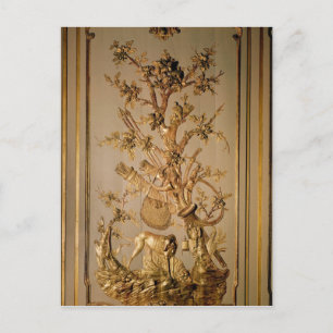 Jagdszene, Holztäfelung aus dem Esszimmer Postkarte