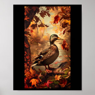 Jagdszene Mallard Ente Herbst Natur Poster