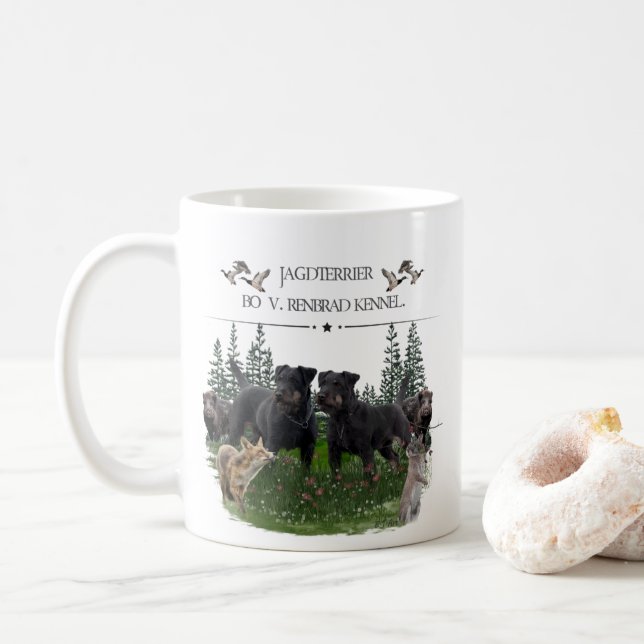 Jagdterer Bo gegen Renbrad Kennel. HP Laptop-Aufkl Kaffeetasse (Mit Donut)