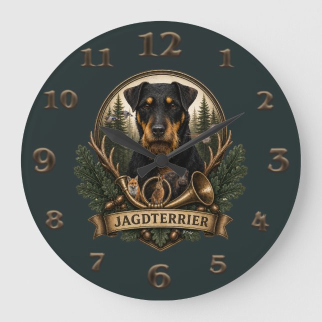 Jagdterrier, Jagd-Logo Große Wanduhr (Vorderseite)