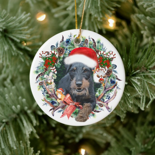 Jagdterry, Frohe Weihnachten Keramik Ornament (Baum)