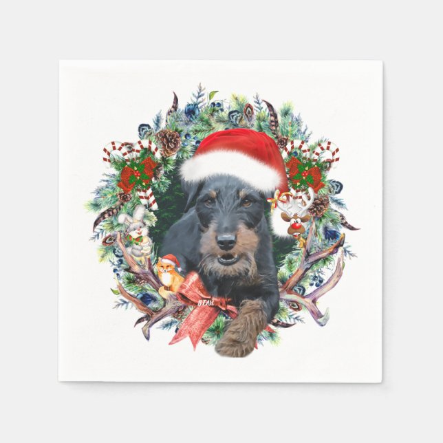 Jagdterry, Frohe Weihnachten Serviette (Vorderseite)