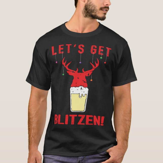 Jagen & Bierfest Lasse Blitzen Weihnachten T-Shirt (Vorderseite)
