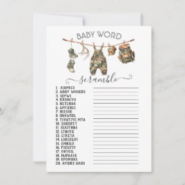 Jagen Camouflage Clothesline Baby Word Scramble Einladung