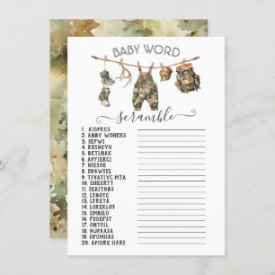 Jagen Camouflage Clothesline Baby Word Scramble Einladung