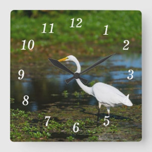 Jagen der Egret Wall Clock Quadratische Wanduhr